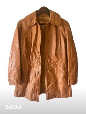 Vintage Montgomery Ward Women's Leather Jacket Brown Size 8